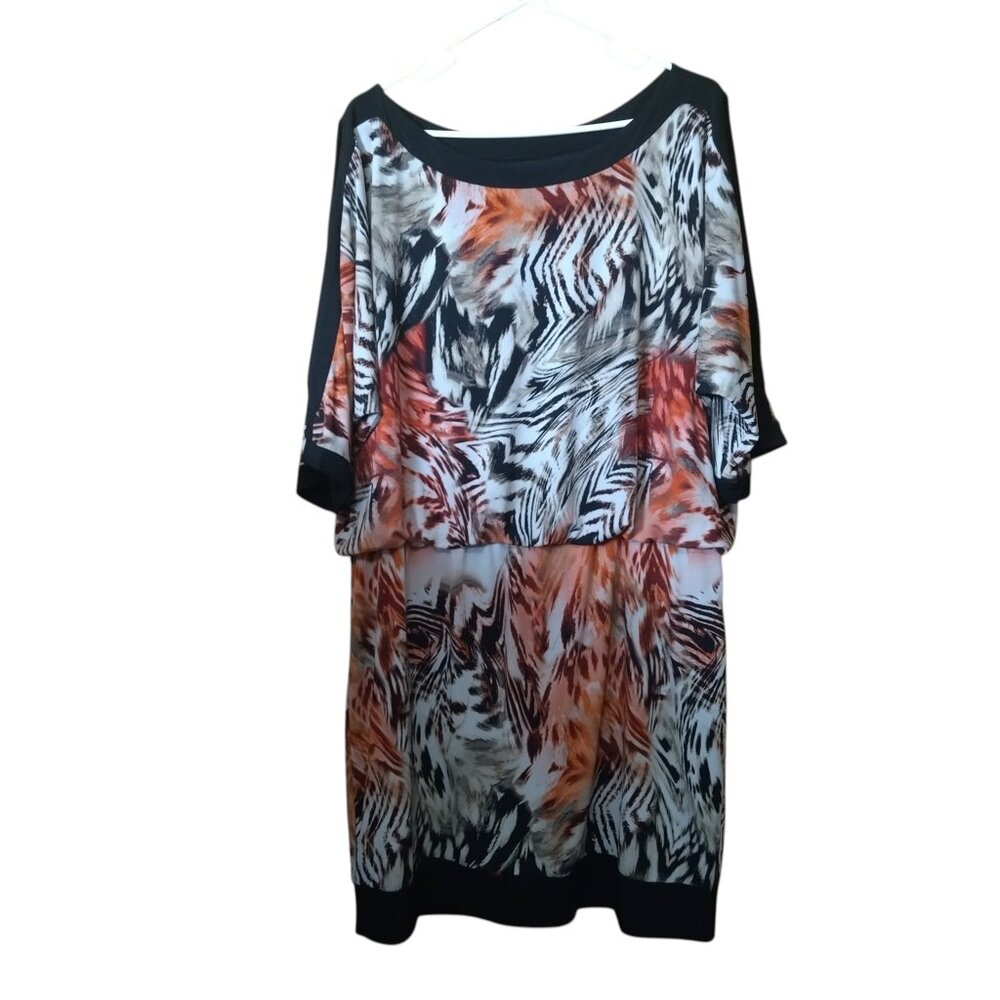 Thalia Sodi Women's XXL Abstract Slit 1/2 Sleeve Popover Dress Lined Stretch